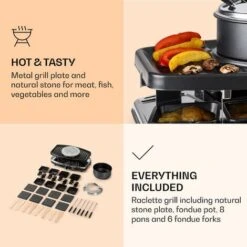 Klarstein Entrecôte 2-in-1 Raclette Grill & Fondue Natural Stone 1100W 8 Persons Coasters 9 Klarstein Entrecôte 2-in-1 Raclette Grill & Fondue Natural Stone 1100W 8 Persons Coasters -Small Appliances Store 97224497 5