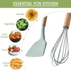 Piece Bpa Free Nonstick Silicone Kitchen Utensil Set, Heat Resistant Silicone With Wooden Handle -Small Appliances Store 97377895 3