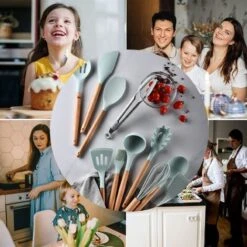 Piece Bpa Free Nonstick Silicone Kitchen Utensil Set, Heat Resistant Silicone With Wooden Handle -Small Appliances Store 97377895 5