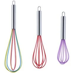 Whip Set Non-Stick, Non-Scratch, Egg Beater For Baking, Pastry, Whisking, Stirring 3 Pack