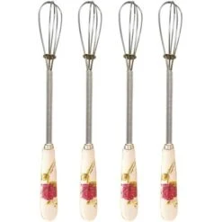 Small Whisks Stainless Steel Handle Mini Small Mixing Balloon Wire Whisks Ceramic Whisk (4 Pieces)