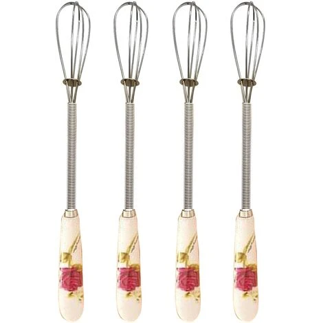 Small Whisks Stainless Steel Handle Mini Small Mixing Balloon Wire Whisks Ceramic Whisk (4 Pieces) 1 Small Whisks Stainless Steel Handle Mini Small Mixing Balloon Wire Whisks Ceramic Whisk (4 Pieces)