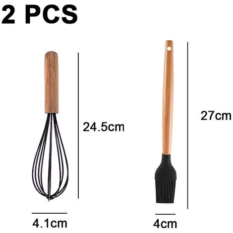 2-Piece Silicone Cookware Set With Wooden Handle, Non-Toxic And Non-Stick, Heat Resistant And Dishwasher Safe 2 2-Piece Silicone Cookware Set With Wooden Handle, Non-Toxic And Non-Stick, Heat Resistant And Dishwasher Safe - Image 2