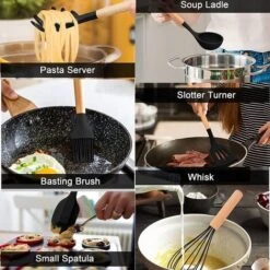 2-Piece Silicone Cookware Set With Wooden Handle, Non-Toxic And Non-Stick, Heat Resistant And Dishwasher Safe 8 2-Piece Silicone Cookware Set With Wooden Handle, Non-Toxic And Non-Stick, Heat Resistant And Dishwasher Safe -Small Appliances Store 97382460 4