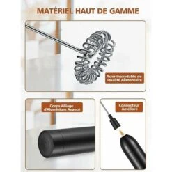 Milk Frother, Stainless Steel & Aluminum Alloy Electric Milk Frother With 12000 RPM Super Powerful Motor For Coffees, Espressos, Lattes And Cappuccinos 8 Milk Frother, Stainless Steel & Aluminum Alloy Electric Milk Frother With 12000 RPM Super Powerful Motor For Coffees, Espressos, Lattes And Cappuccinos -Small Appliances Store 97452699 4