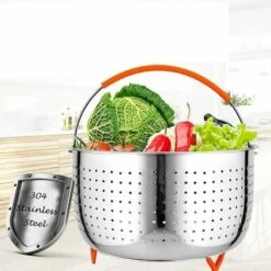 Stainless Steel Steamer Basket, 3L Vegetable Steamer Basket, Pressure Cooker Steamer Basket, Instant Steamer Basket, With Silicone Covered Handle, For Cooking Vegetables And Foods 9 Stainless Steel Steamer Basket, 3L Vegetable Steamer Basket, Pressure Cooker Steamer Basket, Instant Steamer Basket, With Silicone Covered Handle, For Cooking Vegetables And Foods -Small Appliances Store 97453475 5