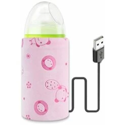 USB Bottle Warmer, Baby Bottle Warmer Insulated Bottle Bag USB Travel Bag Breastmilk Bottle Warmer Thermostatic Bag, Baby Bottle Warmer(Pink, No Bottle)