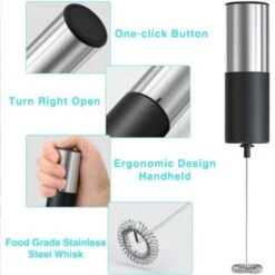 Handheld Milk Frother, Electric Milk Blender Froth Machine, Stirred Beverage Blender For Latte, Cappuccino, Hot Chocolate, Drinks, High Speed 14000 RPM (battery Not Included, With Stand) -Small Appliances Store 97905226 3
