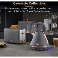 Tower Cavaletto Pyramid Kettle And 2 Slice Toaster Set Grey -Small Appliances Store 98481195 4