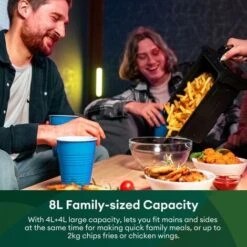 CHEFREE Dual Air Fryer, 2-Basket With ViewCook Window, 8-in-1 Smart Programmes & SNYC Finish, 8L, Health Oil Free Fryer And Grill, Saving Energy- AFW20 -Small Appliances Store 98597366 5