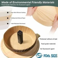 Air Fryer Liners Disposable Parchment Sheet 100PCS-6.3 Inches, Unbleached Non-Stick Tiktok Must Have For Kitchen Baking Paper ZQYRLAR -Small Appliances Store 98816554 3