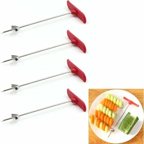 Vegetable Spiral Cutter - 4 PCS Manual Fruit Spiralizer, Stainless Steel Spiral Carving Tool Screw Cutter For Potato, Carrot, Cucumber 1 Vegetable Spiral Cutter - 4 PCS Manual Fruit Spiralizer, Stainless Steel Spiral Carving Tool Screw Cutter For Potato, Carrot, Cucumber