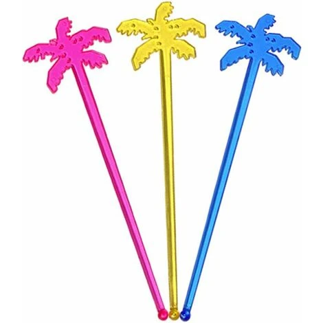 Plastic Drink Stirrers Tropical Palm Cocktail Stirrers Stirrer Sticks Set Of 50 (Mixed Colors) 4 Plastic Drink Stirrers Tropical Palm Cocktail Stirrers Stirrer Sticks Set Of 50 (Mixed Colors) - Image 4