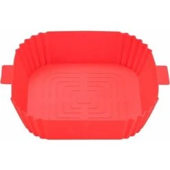 Silicone Air Fryer Basket Air Fryer Silicone Pot Reusable Silicone Basket 19.5cm Air Fryer Essential Accessory For Hot Air Fryer Microwave Frying Pan(Red) ZQYRLAR
