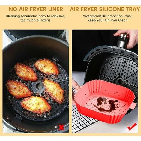 Silicone Air Fryer Basket Air Fryer Silicone Pot Reusable Silicone Basket 19.5cm Air Fryer Essential Accessory For Hot Air Fryer Microwave Frying Pan(Red) ZQYRLAR 4 Silicone Air Fryer Basket Air Fryer Silicone Pot Reusable Silicone Basket 19.5cm Air Fryer Essential Accessory For Hot Air Fryer Microwave Frying Pan(Red) ZQYRLAR - Image 4