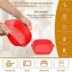 Silicone Air Fryer Basket Air Fryer Silicone Pot Reusable Silicone Basket 19.5cm Air Fryer Essential Accessory For Hot Air Fryer Microwave Frying Pan(Red) ZQYRLAR 9 Silicone Air Fryer Basket Air Fryer Silicone Pot Reusable Silicone Basket 19.5cm Air Fryer Essential Accessory For Hot Air Fryer Microwave Frying Pan(Red) ZQYRLAR -Small Appliances Store 98818630 5