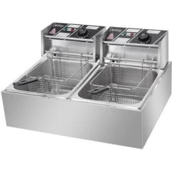 Electric Fryer 2500W 220-240V 12.7QT/12L Stainless Steel Double Cylinder Electric Fryer UK Plug -Small Appliances Store 99027902 3