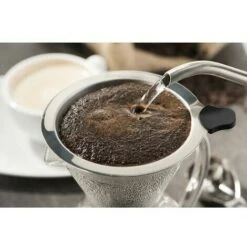 1 Pack Pour-Over Coffee Maker Set With Coffee Measure And Cork Stopper - Stylish Drip Coffee Maker With Glass Carafe And Permanent Stainless Steel Filter (500ml) -Small Appliances Store 99502421 5