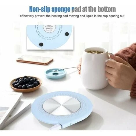 Mug Warmer, Versatile Heating Pad, Home Office Coffee Mug Warmer, Cup Warmer Plate With USB Coaster (Blue) 4 Mug Warmer, Versatile Heating Pad, Home Office Coffee Mug Warmer, Cup Warmer Plate With USB Coaster (Blue) - Image 4